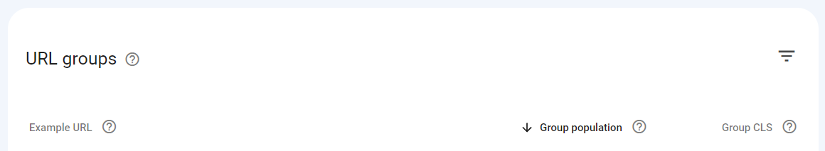 Core Web Vitals URL groups